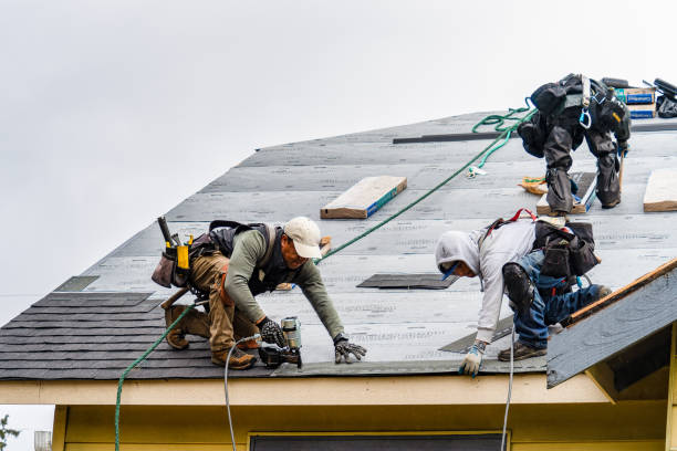 Professional Gutter Installation technician working in Oxford, IA